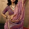 Elision Lavender Soft Banarasi Silk Saree With Lovely Blouse Piece