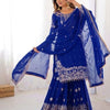 Designer Heavy Embroidered Kurta Sharara Suit Set with Dupatta | 10 Color Options