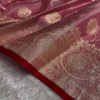 Rose Pink Banarasi Silk Saree with Gold Zari Floral Jaal & Heavy Traditional Border