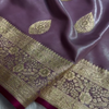 Lavender Purple Banarasi Silk Saree with Gold Zari Paisley Motifs & Elegant Woven Border