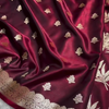 Wine Maroon Banarasi Silk Saree with Gold Zari Buti Motifs & Classic Woven Border