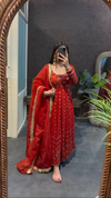 Red Bandhani Print Kurta Set with Dupatta & Straight Pants