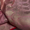 Rose Pink Banarasi Silk Saree with Gold Zari Floral Jaal & Heavy Traditional Border