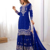 Designer Heavy Embroidered Kurta Sharara Suit Set with Dupatta | 10 Color Options