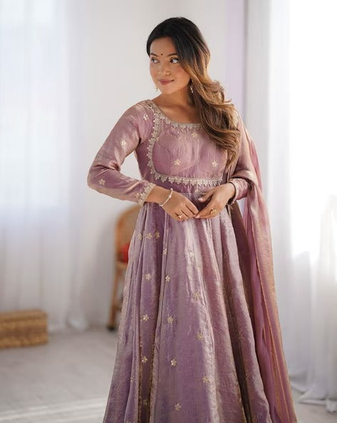 Embroidered Anarkali Suit Set with Dupatta & Bottom – 5 Color Options