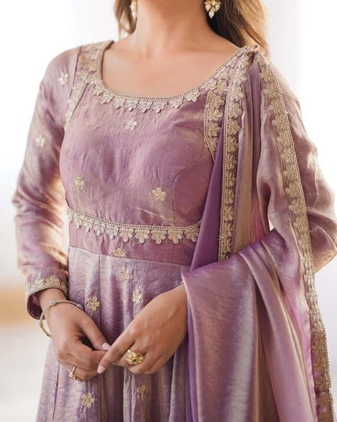 Embroidered Anarkali Suit Set with Dupatta & Bottom – 5 Color Options