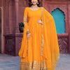 Elegant Georgette Anarkali Suit Set with Heavy Gota Lace Border & Dupatta – 4 Colors