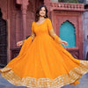 Elegant Georgette Anarkali Suit Set with Heavy Gota Lace Border & Dupatta – 4 Colors