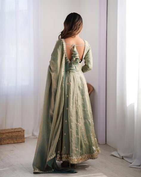 Embroidered Anarkali Suit Set with Dupatta & Bottom – 5 Color Options