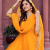 Elegant Georgette Anarkali Suit Set with Heavy Gota Lace Border & Dupatta – 4 Colors