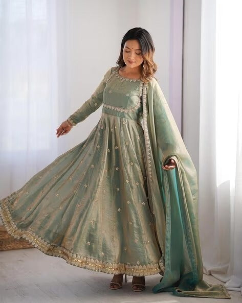 Embroidered Anarkali Suit Set with Dupatta & Bottom – 5 Color Options