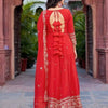Elegant Georgette Anarkali Suit Set with Heavy Gota Lace Border & Dupatta – 4 Colors