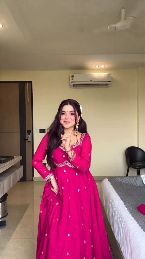 Premium Georgette Anarkali Suit Set with Dupatta & Pant | 9 Elegant Color Options