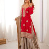 Elegant Embroidered Kurta Sharara Set with Dupatta – Festive Wear (4 Colors)