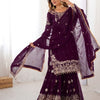 Designer Heavy Embroidered Kurta Sharara Suit Set with Dupatta | 10 Color Options