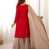 Elegant Embroidered Kurta Sharara Set with Dupatta – Festive Wear (4 Colors)
