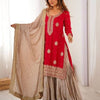 Elegant Embroidered Kurta Sharara Set with Dupatta – Festive Wear (4 Colors)