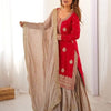 Elegant Embroidered Kurta Sharara Set with Dupatta – Festive Wear (4 Colors)