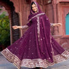 Elegant Georgette Anarkali Suit Set with Heavy Gota Lace Border & Dupatta – 4 Colors