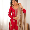Elegant Embroidered Kurta Sharara Set with Dupatta – Festive Wear (4 Colors)