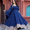 Elegant Georgette Anarkali Suit Set with Heavy Gota Lace Border & Dupatta – 4 Colors
