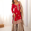Elegant Embroidered Kurta Sharara Set with Dupatta – Festive Wear (4 Colors)