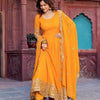 Elegant Georgette Anarkali Suit Set with Heavy Gota Lace Border & Dupatta – 4 Colors