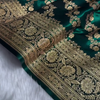 Dark Teal Green Banarasi Silk Saree with Heavy Gold Zari Floral Jaal & Rich Traditional Border