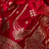 Elegant Red Banarasi Silk Saree with Intricate Golden Zari Weaving