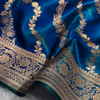 Royal Blue Banarasi Silk Saree with Elegant Golden Zari Floral Weaving