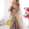 Handpainted Kalamkari Inspired Printed Saree with Heritage Border & Art Pallu