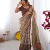 Handpainted Kalamkari Inspired Printed Saree with Heritage Border & Art Pallu