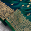 Emerald Green Banarasi Silk Saree with Gold Zari Buti & Traditional Woven Border