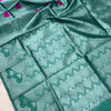 Sea Green Heart Motif Woven Silk Saree with Matching Blouse