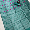 Sea Green Heart Motif Woven Silk Saree with Matching Blouse