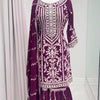 Elegant Embroidered Kurti Sharara Set with Dupatta – Premium Party Wear (Wine & Black Color Options)