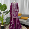 Elegant Embroidered Kurti Sharara Set with Dupatta – Premium Party Wear (Wine & Black Color Options)