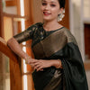 Elegant Forest Green Banarasi Silk Saree with Antique Gold Zari Weaving & Designer Blouse
