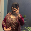 Maroon Velvet Heavy Embroidered Kurta Pant Set with Dupatta – Festive & Party Wear