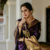 Deep Purple Banarasi Silk Saree with Antique Gold Zari & Intricate Border