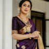Deep Purple Banarasi Silk Saree with Antique Gold Zari & Intricate Border