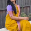 Mustard Yellow & Lavender Contrast Silk Saree with Elegant Zari Border