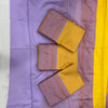 Mustard Yellow & Lavender Contrast Silk Saree with Elegant Zari Border