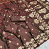 Wine Maroon Silk Saree with Grand Gold Zari Peacock & Floral Border