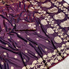 Royal Purple Silk Saree with Luxurious Gold Zari Floral & Peacock Border