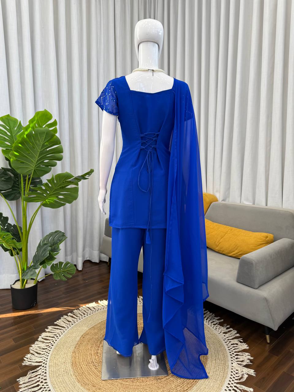 Embroidered Straight Kurti Palazzo Set with Dupatta (3 Colors)