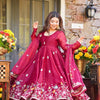 Fuchsia Pink Floral Embroidered Anarkali Suit with Dupatta