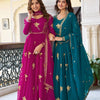 Elegant Embroidered Bird Motif Anarkali Suit Set with Dupatta (2 Color Options)