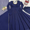 Navy Blue Embellished Anarkali Kurti Set with Pants & Dupatta
