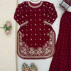 6 Color Velvet Embroidered Kurti Palazzo Set with Dupatta